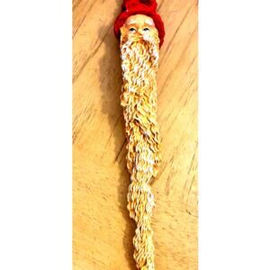 VTG Long Beard Santa Claus Face Christmas Ornament Ceramic Resin Holiday 9 Inch